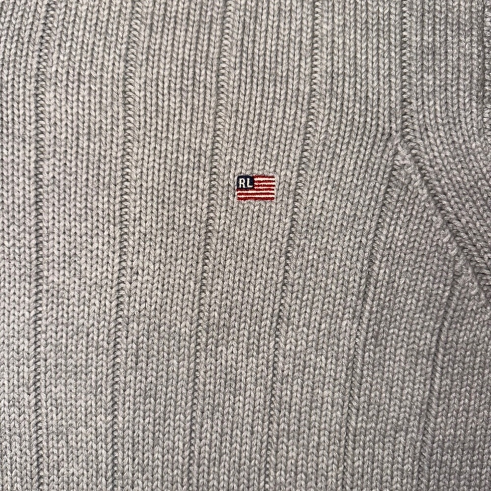 Ralph Lauren Polo Jeans Co. Men’s 100% Cotton 1/4 Zip Knit Gray Sweater Size XXL - Picture 4 of 7